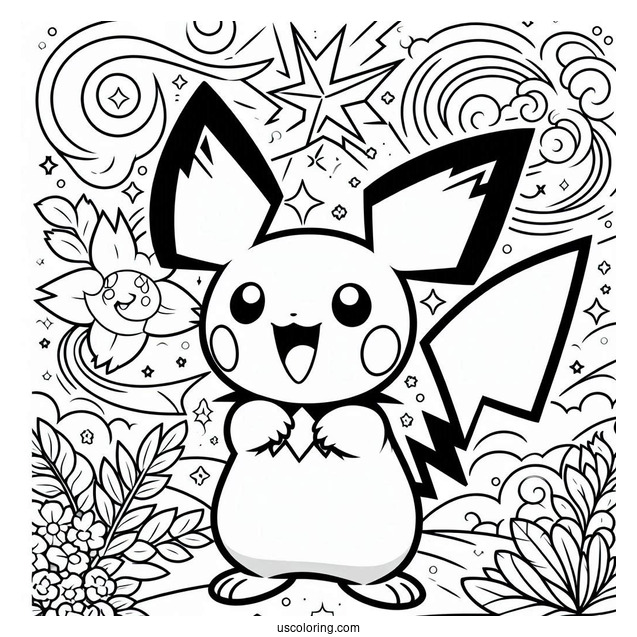 Pichu Pokemon Poster Coloring Page For Kids