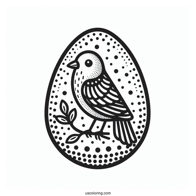 Bird And Polka Dots Easter Egg Design