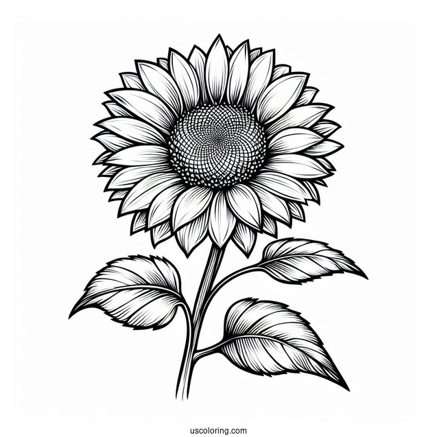 Sunflower With Big Petals For Coloring