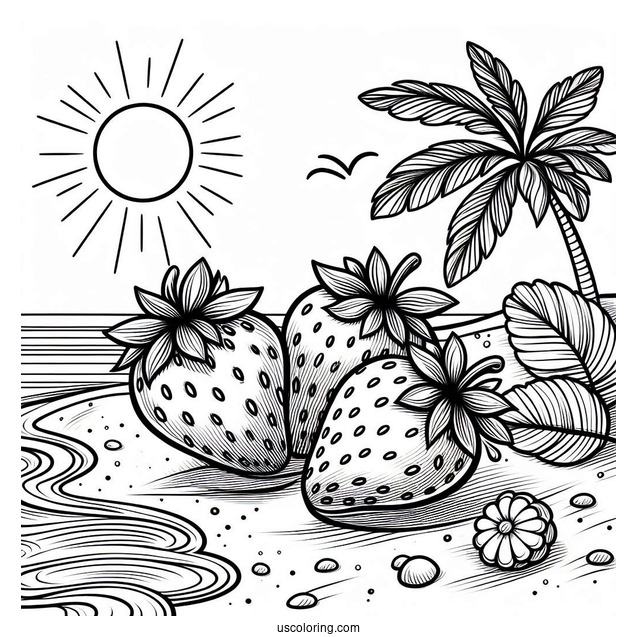 Three Strawberries On The Beach