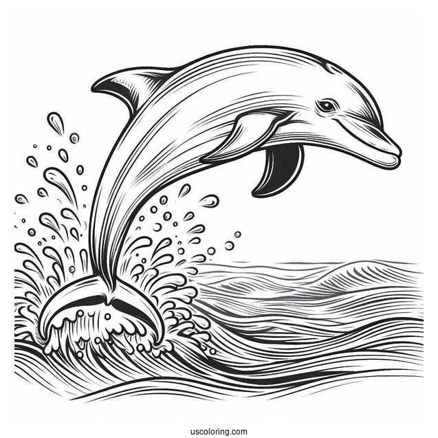 Spinner Dolphin Jumping Out Of Water To Color
