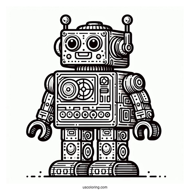 Vintage Lego Robot Coloring Picture