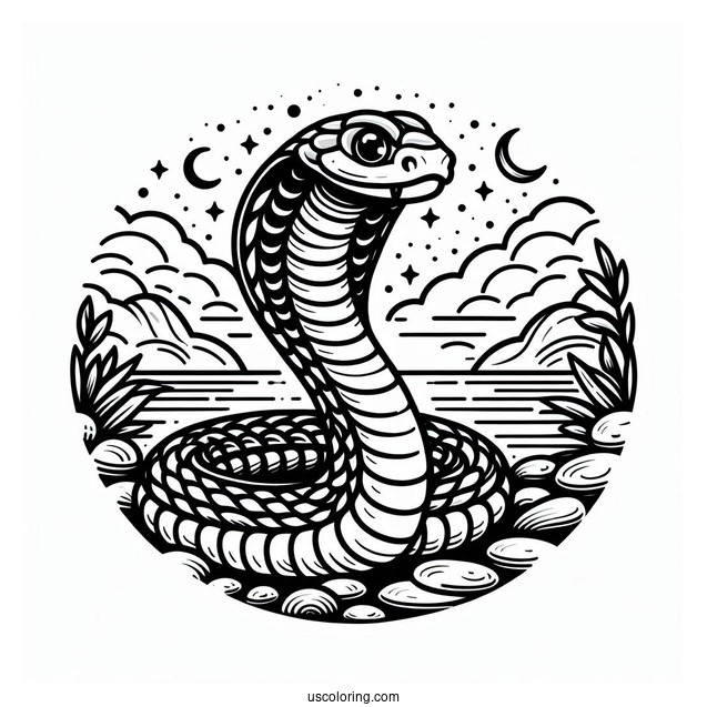 Coloring Sheet Of King Cobra Snake