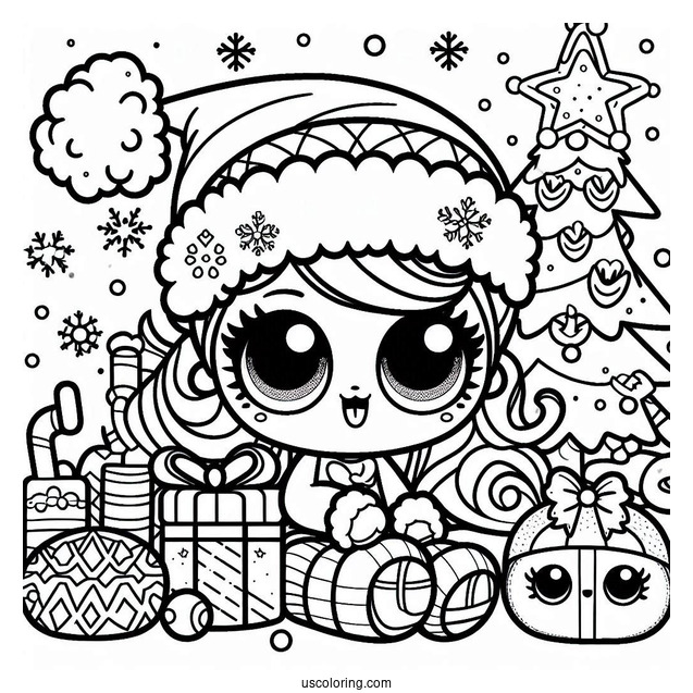Christmas Themed LOL Surprise Coloring Page