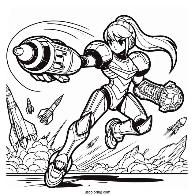 Super Smash Bros Coloring Page Of Easy Samus Aran Outline
