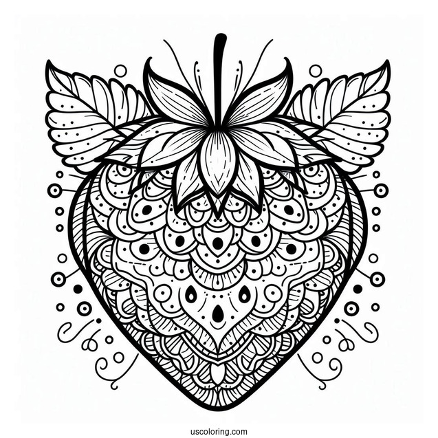 Delicious Strawberry Coloring Page Mandala