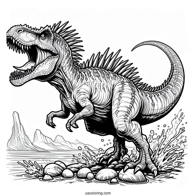Angry Carnotaurus Roaring Coloring Page