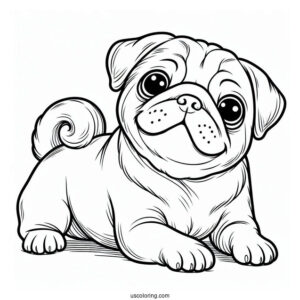 Coloring Page Of Pug With Tilted Head