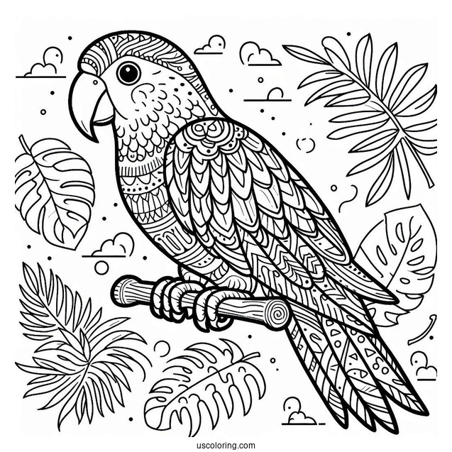Easy Parrot To Color For Kids