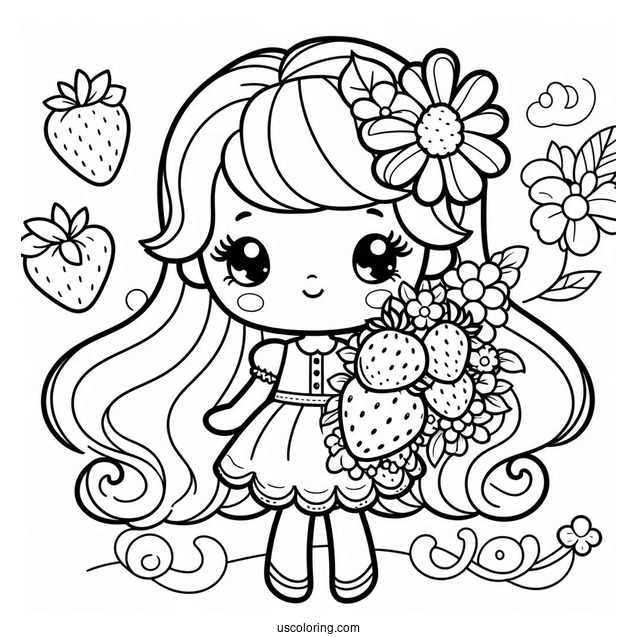 Strawberry Shortcake Coloring Page of Orange Blossom Shopping