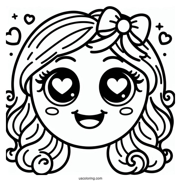 Smiling Face With Heart Eyes Emoji Coloring Page For Preschoolers