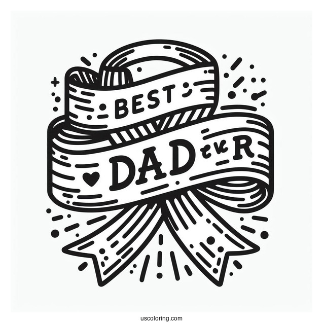 Father's Day Coloring Page Of Best Dad Ever Ribbon For Kids