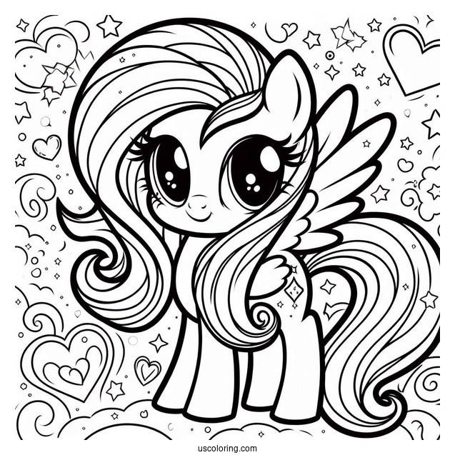 Easy Fluttershy Pony With Hearts and Stars