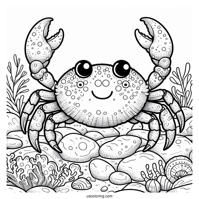 Spider Crab Coloring Page On Rocks