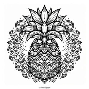 Elegant Pineapple Coloring Page Mandala Design For Adults