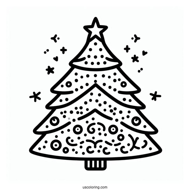 Easy Outline Of Christmas Tree Template For Preschoolers