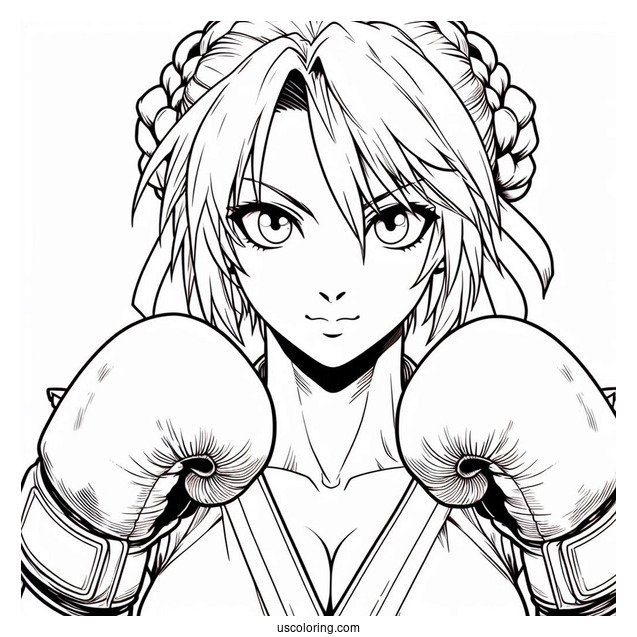 Street Fighter Coloring Page Of Sakura Kasugano Wearing Her Boxing Gloves