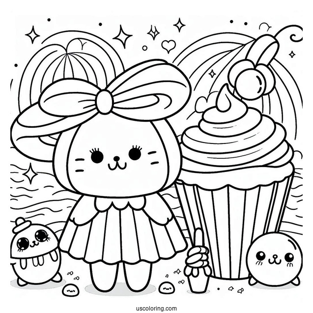 Pompompurin With Macaroon And Friends Coloring Page