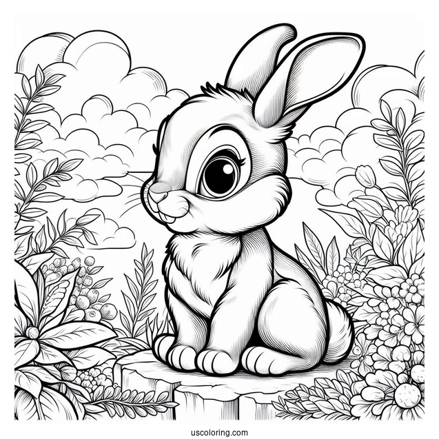 Thumper Rabbit From Bambi Coloring Page