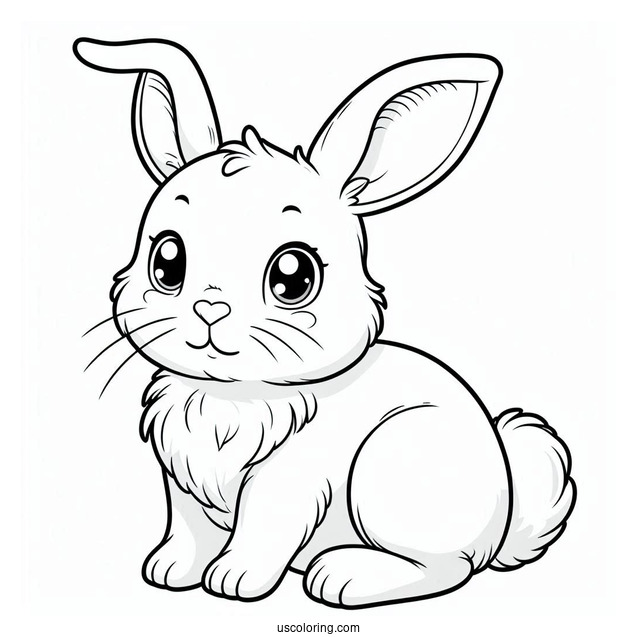 Cute Rabbit With Big Floppy Ears To Color