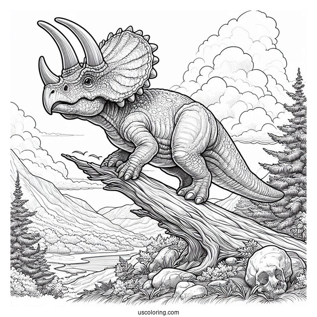 Realistic Protoceratops Climbing A Hill