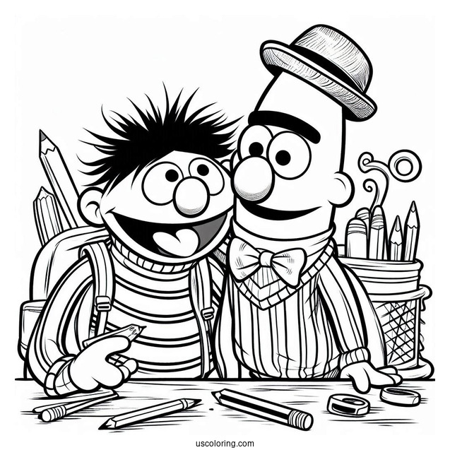 Detailed Coloring Page Of Bert And Ernie