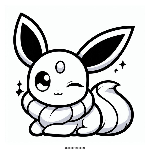 Kawaii Sylveon Coloring Page Winking For Preschoolers