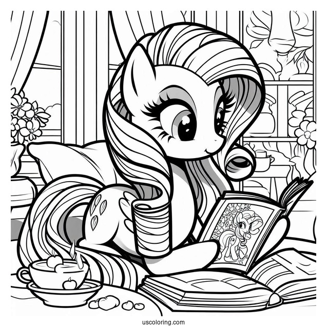 Rarity Coloring Page Reading A Magazine In Her Room