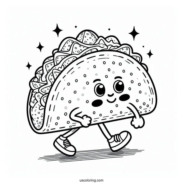 Piñata Walking With A Taco Coloring Page