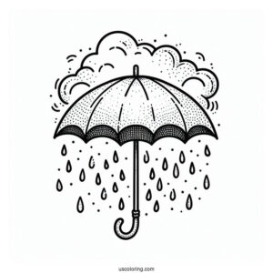 Rain Coloring Page Of Simple Umbrella Outline