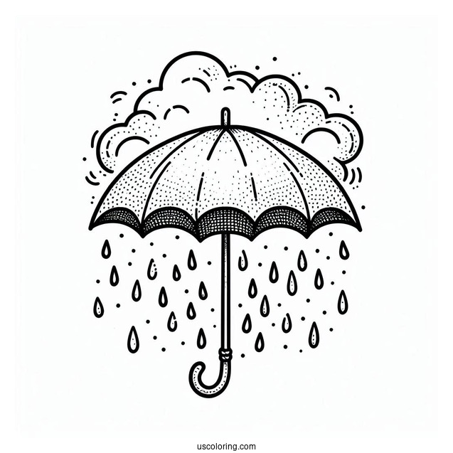 Rain Coloring Page Of Simple Umbrella Outline
