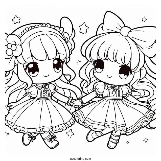 My Melody Coloring Page With Uta Yumeno And Kuromi
