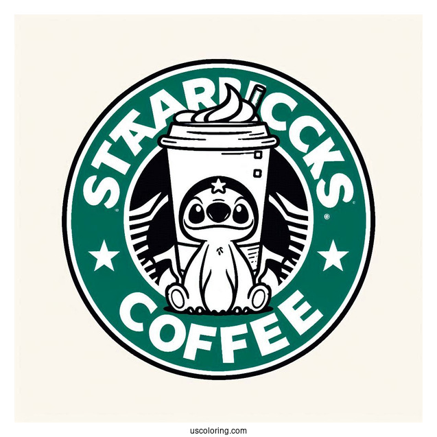 Starbucks Coloring Page Of Ohana Coffee Logo With Stitch