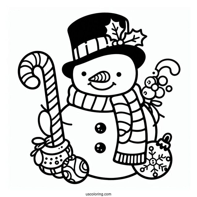 Happy Holidays Snowman To Color
