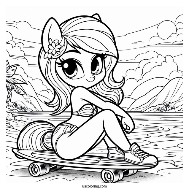 Blu Posing With A Skareboard At The Beach