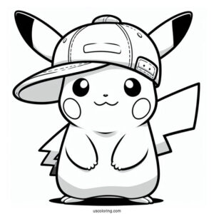 Coloring Sheet Of Pikachu Wearing Cap
