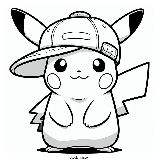 Coloring Sheet Of Pikachu Wearing Cap