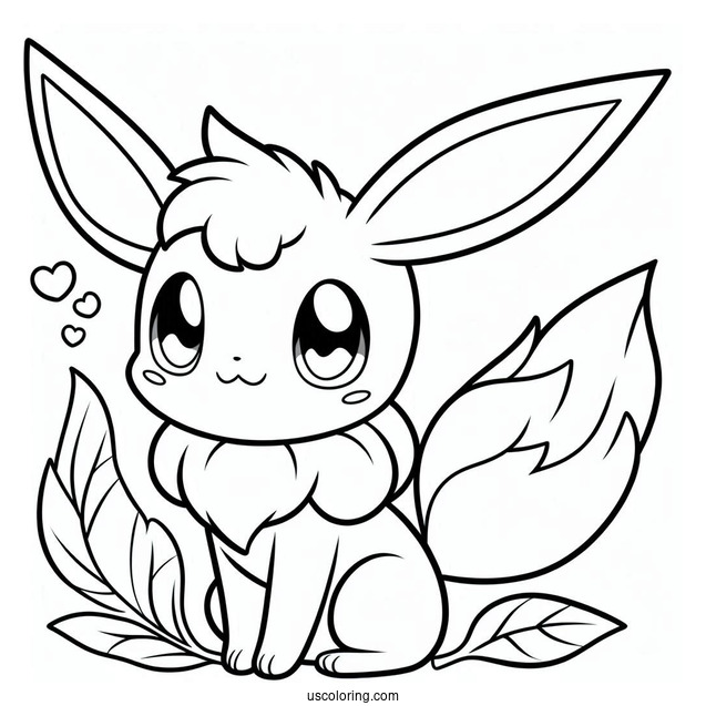 Easy Outline Of Smiling Sylveon Coloring Page For Preschoolers