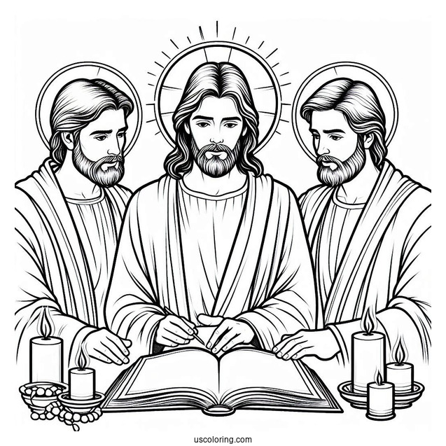 Divine Jesus With Disciples Coloring Sheet