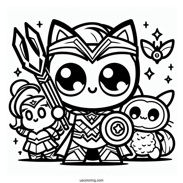 Easy Kawaii Justice League Coloring Page For Preschoolers