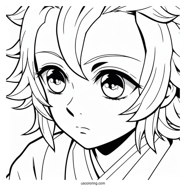 Close Up Of Tanjiro Coloring Page