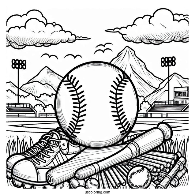 Easy Baseball Coloring Page For Kids