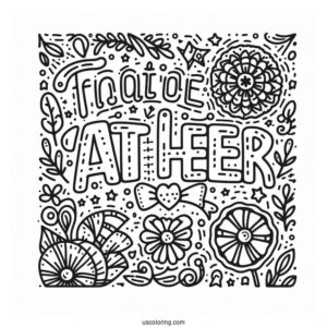 Simple Father's Day Coloring Page Of Words For Kids