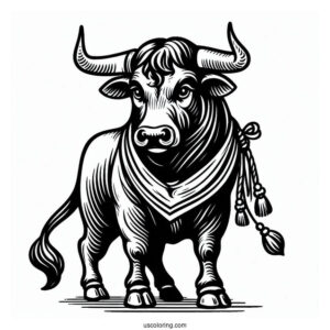 Spanish Bull Fighting Toro Coloring Page