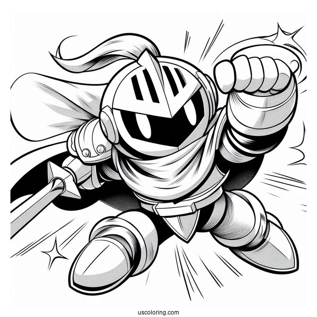 Super Smash Bros Coloring Page Of Meta Knight For Kids