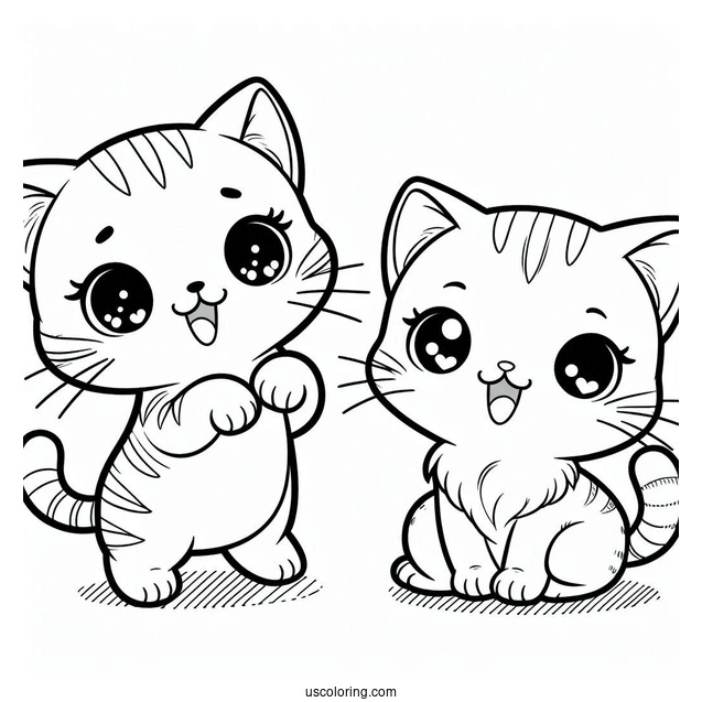 Coloring Sheet Of Cute Cat Meowing