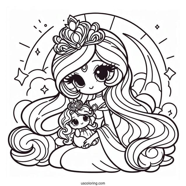 Princess Moonlove With Baby Rarity Coloring Page