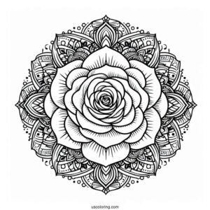 Rose Mandala Coloring Page For Adults