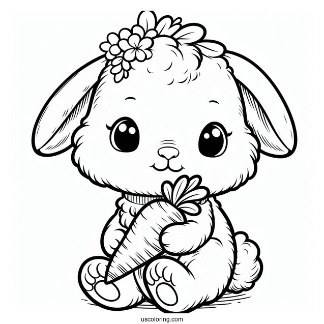 Petter Rabbit Holding Carrot Coloring Page