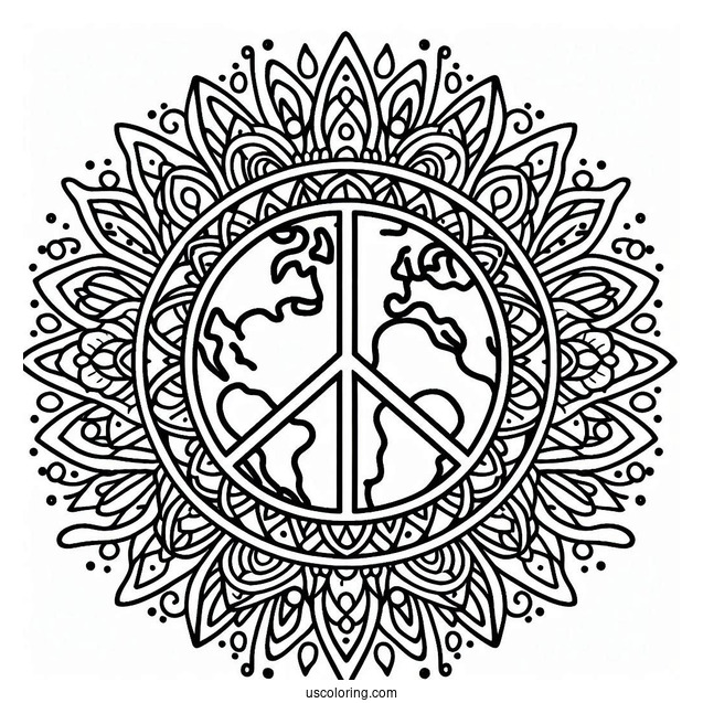 Visualize World Peace Coloring Page With Earth At The Center